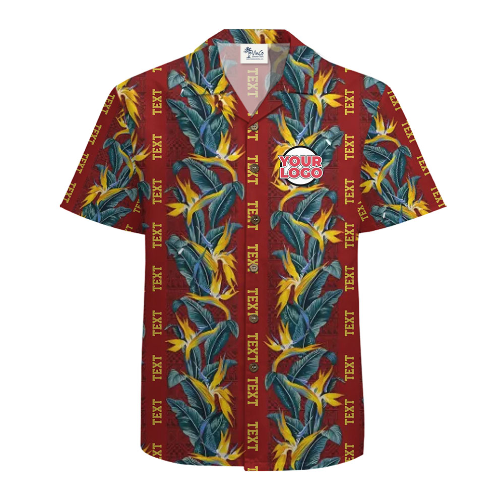 Customizable Bird of Paradise Print Hawaiian Shirt With Logo
