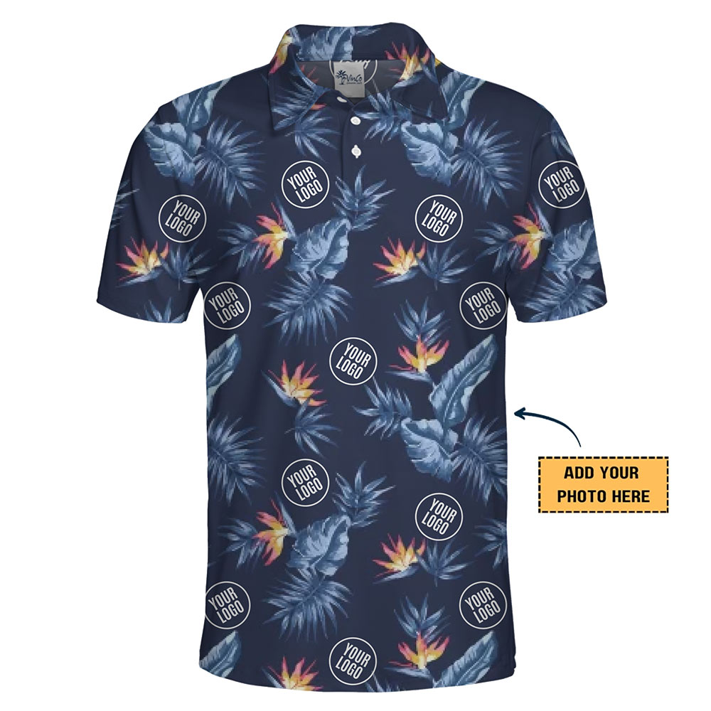 Custom Logo Tropical Polo Shirt With Preview