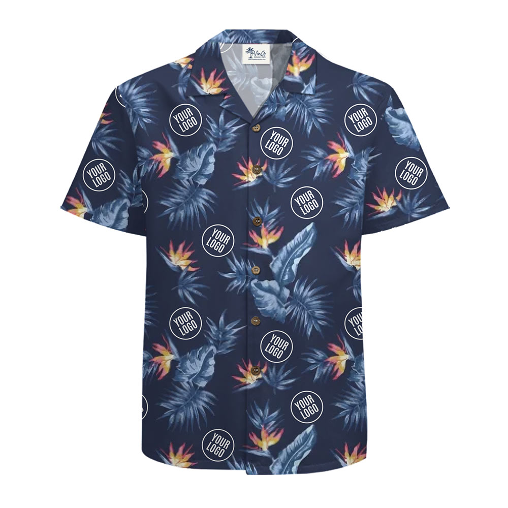 Custom Logo Tropical Hawaiian Shirt With Preview