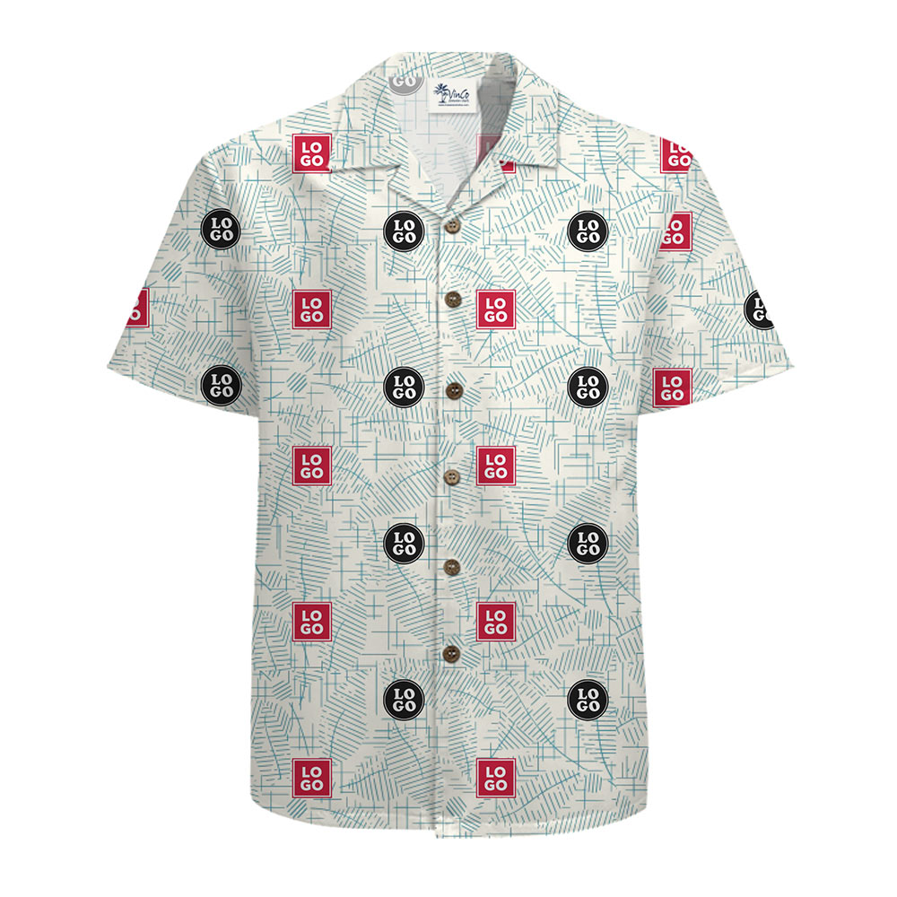Modern Line Art Custom Logo Hawaiian Shirt