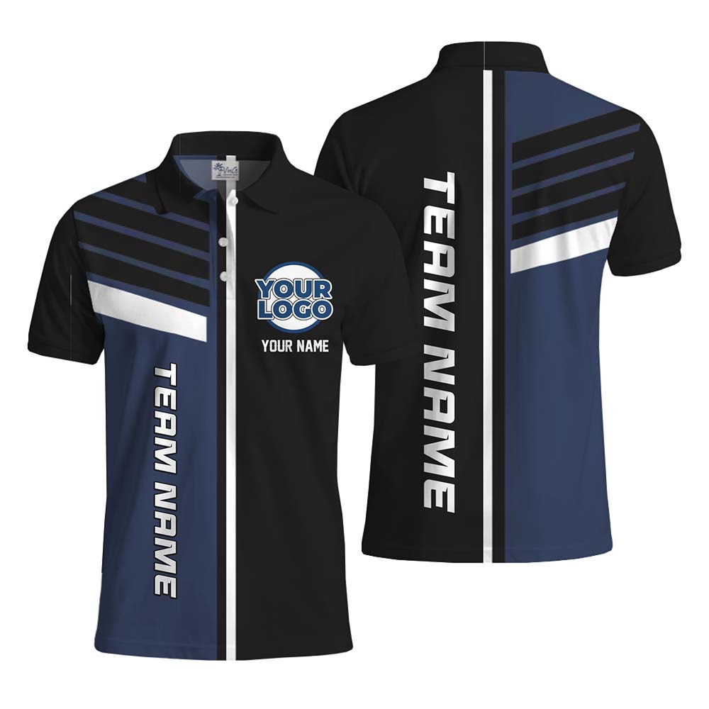 Modern Contrast Panel Custom Polo Shirt With Logo And Text