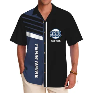 Custom Vertical Name And Logo Hawaiian Shirt
