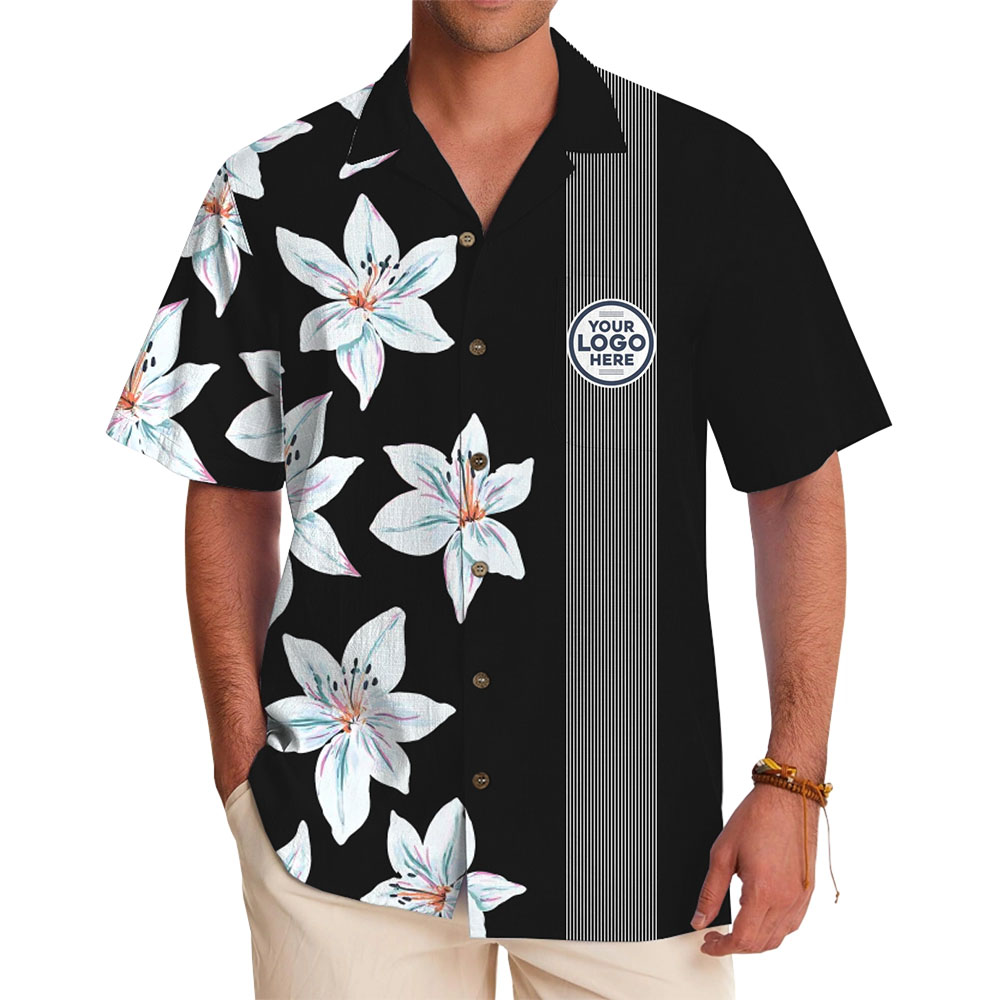Logo Personalized Tropical Floral Shirt with Modern Stripe Addition - variant image 1