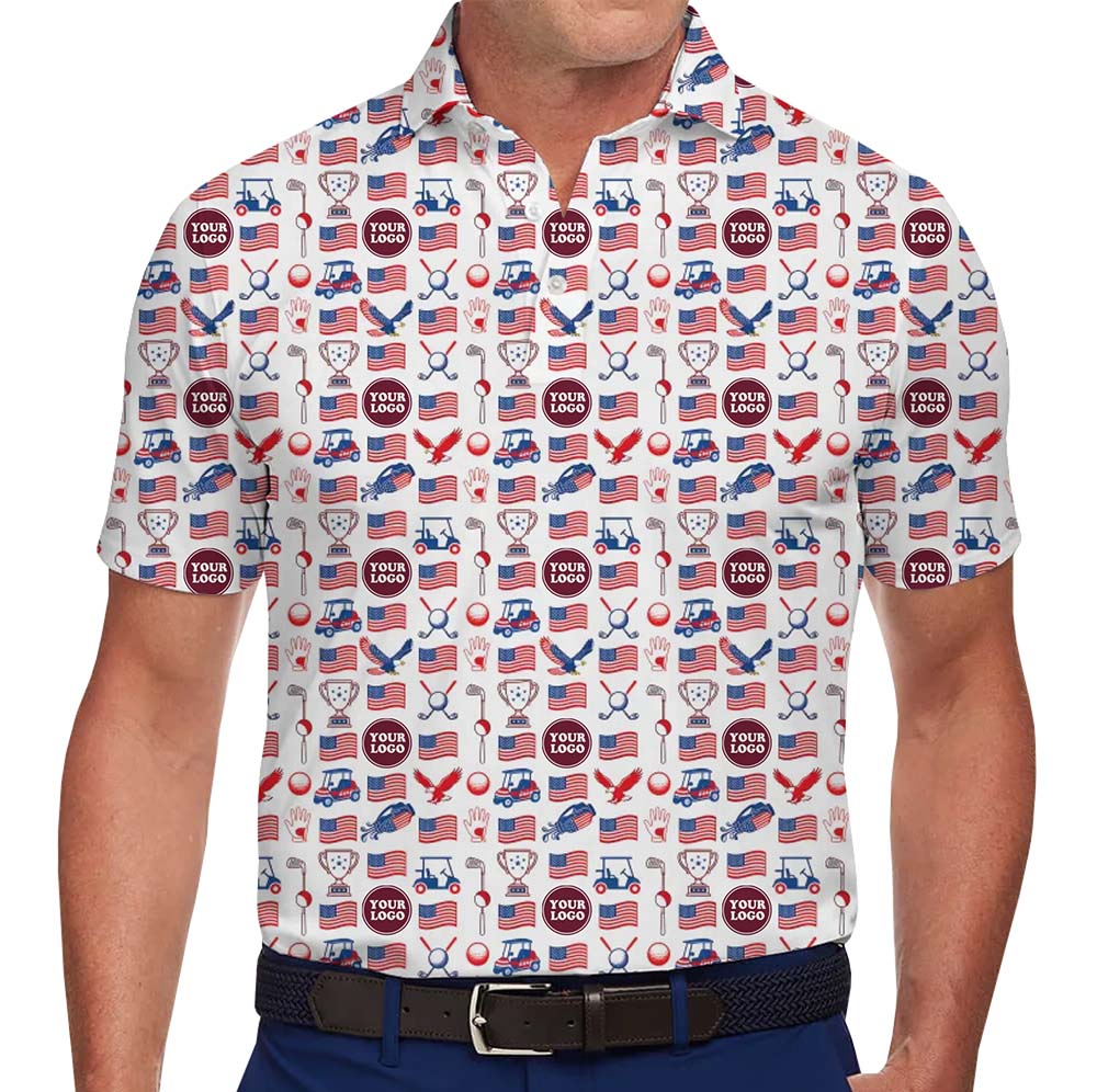 Patriotic Pride Golf Polo Shirt With Custom Logo - variant image 1