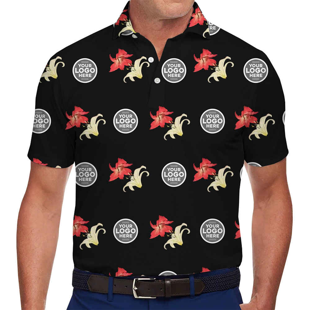 Customizable Floral Design Polo Shirt With Company Logo - variant image 1