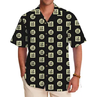 [Live Preview] Bold Repeating Logo Customized Hawaiian Shirt