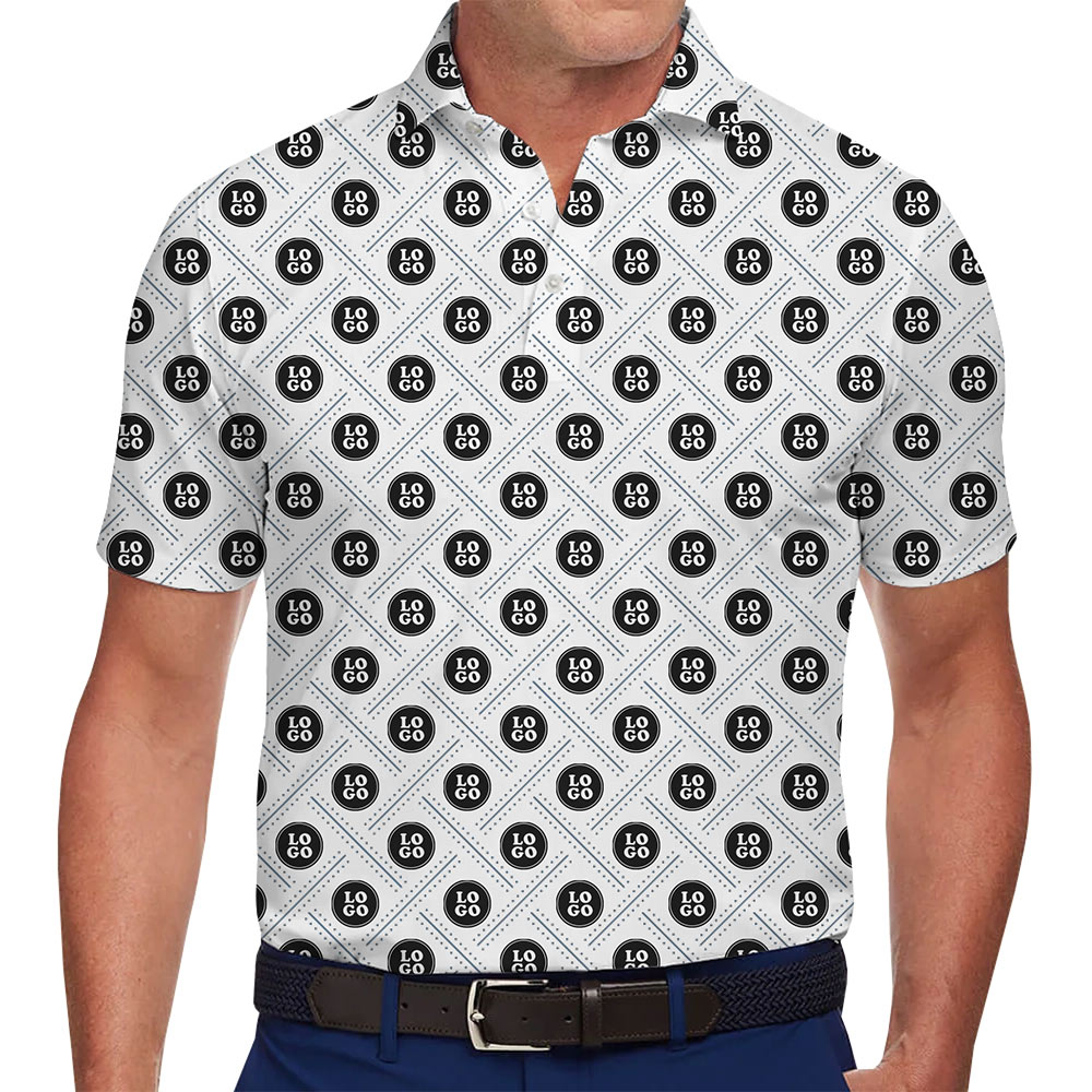Custom Logo Geometric Grid Polo Shirt - variant image 1