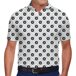 Custom Logo Geometric Grid Polo Shirt