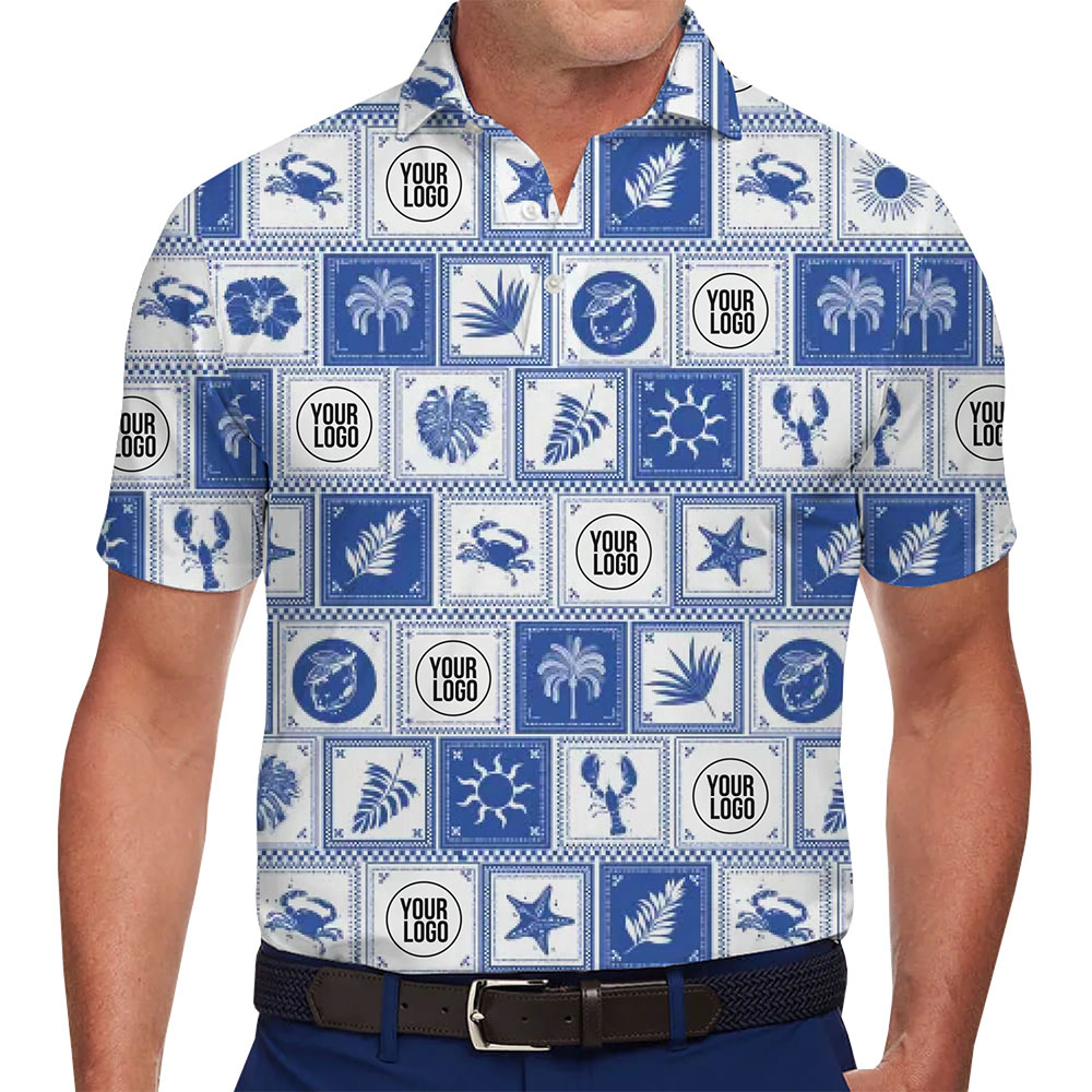 Custom Logo Nautical Tile Polo Shirt Live Preview - variant image 1