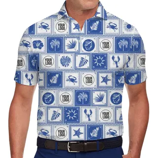 Custom Logo Nautical Tile Polo Shirt Live Preview