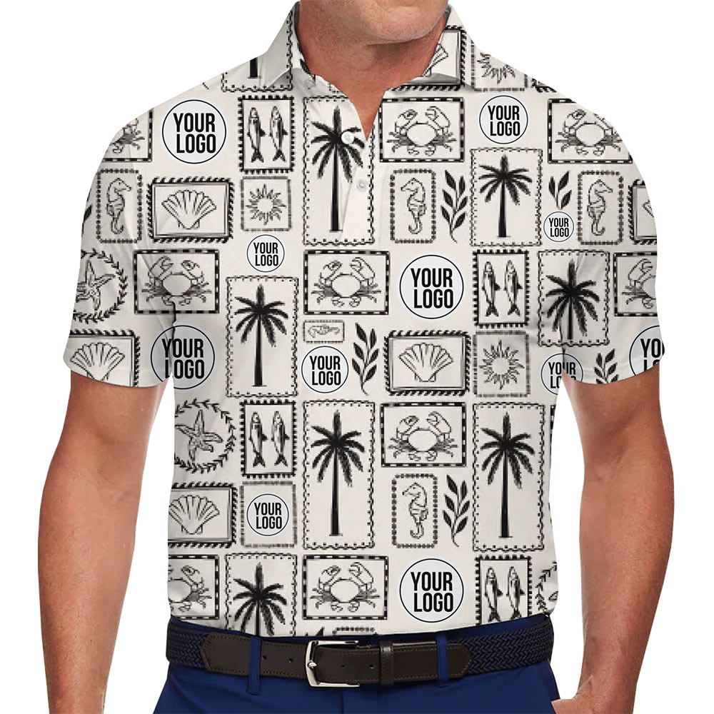 Custom Logo Coastal Stamp Print Polo Shirt - variant image 1