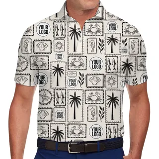 Custom Logo Coastal Stamp Print Polo Shirt