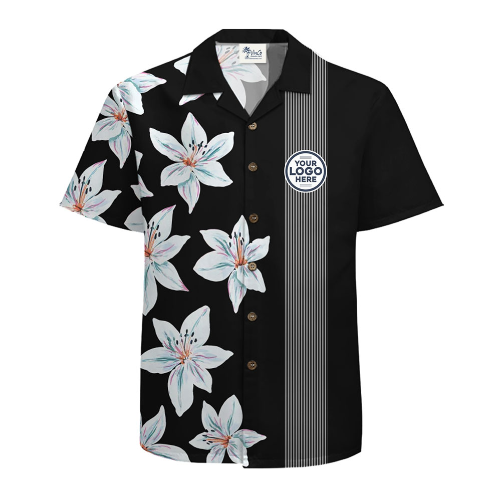 Logo Personalized Tropical Floral Shirt with Modern Stripe Addition