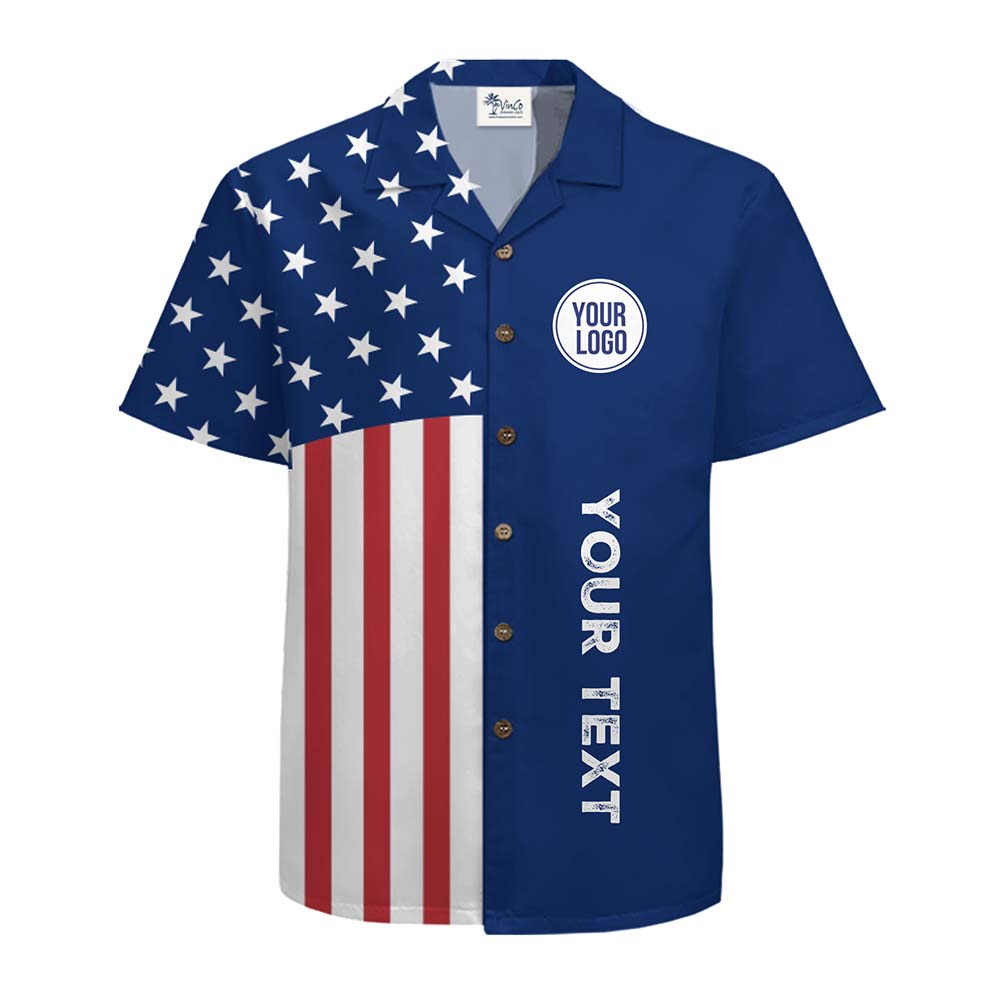 Stars and Stripes Custom Logo And Text Hawaiian Shirt