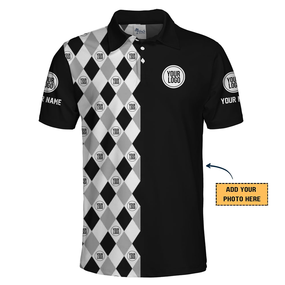 [15 Colors] Custom Argyle Pattern Polo Shirt With Logo And Name