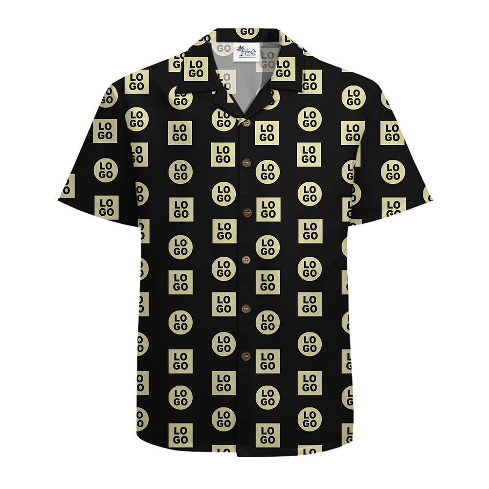 [Live Preview] Bold Repeating Logo Customized Hawaiian Shirt
