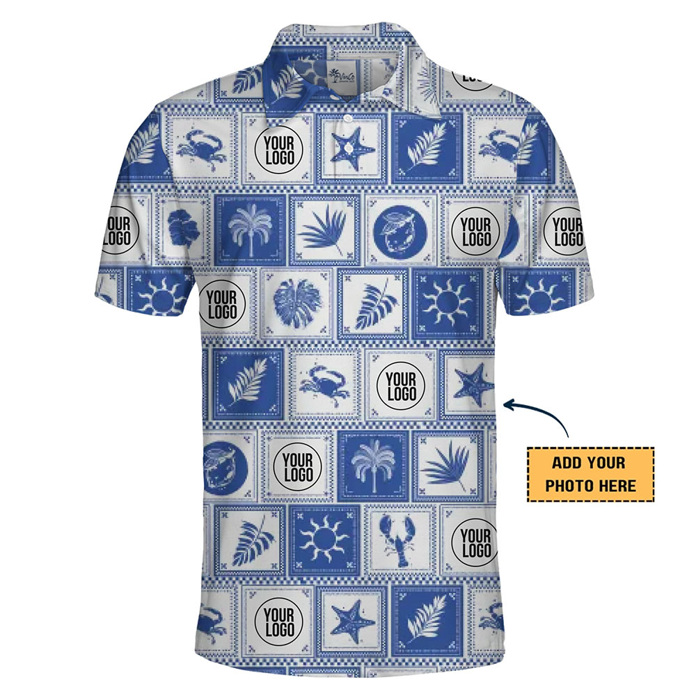 Custom Logo Nautical Tile Polo Shirt Live Preview