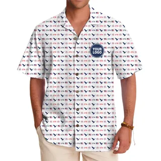 "Elegant USA-Themed Hawaiian Shirt with Logo Placement for Celebrations
