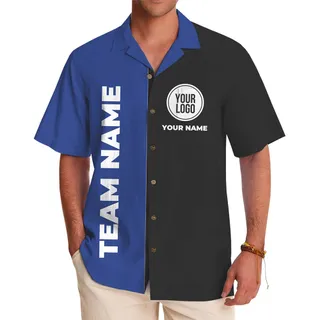 Two Tone Color Custom Hawaiian Shirt With Logo and Text
