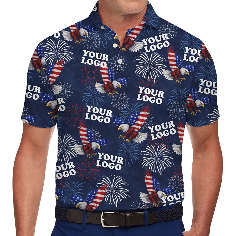 Custom Logo Patriotic Eagle &amp; Fireworks Polo Shirt - variant image 1
