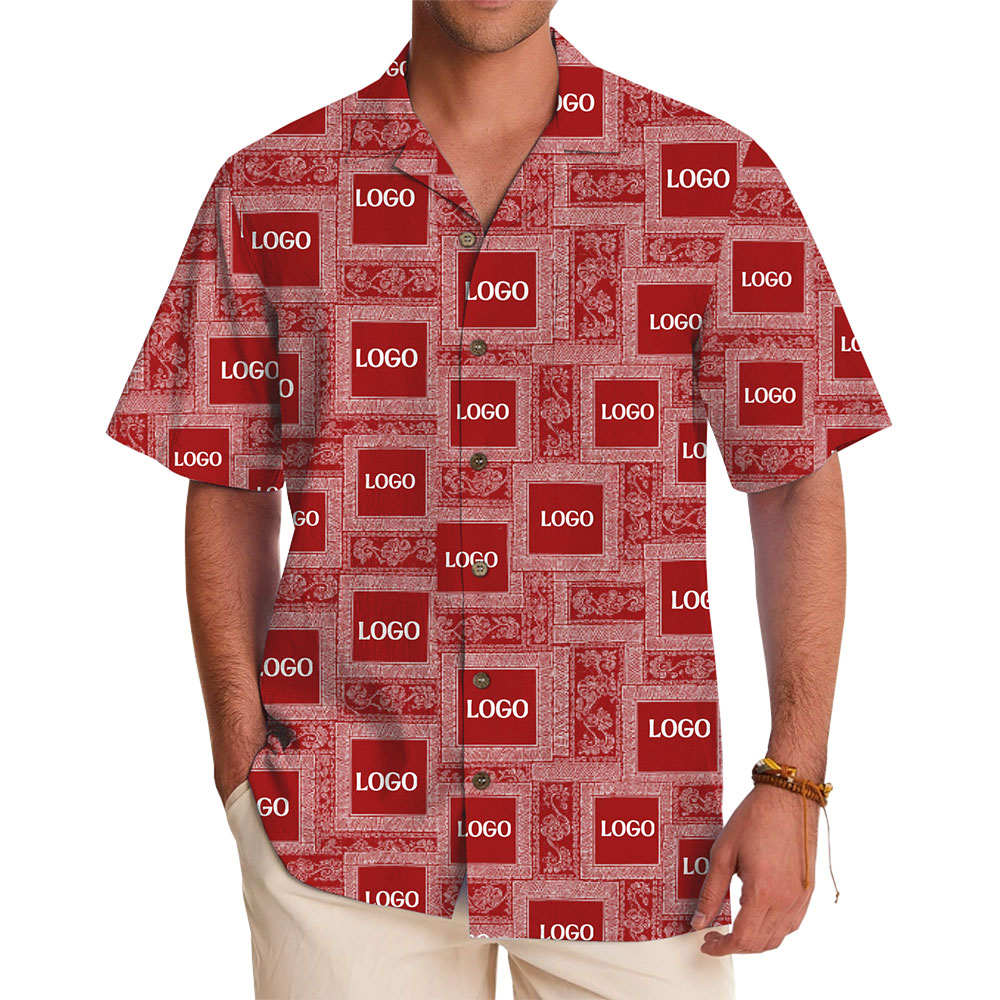 Personalized Red Bandana-Print Hawaiian Shirt for Stylish Team Wear - variant image 1