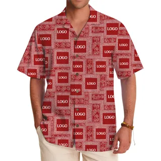 Personalized Red Bandana-Print Hawaiian Shirt for Stylish Team Wear
