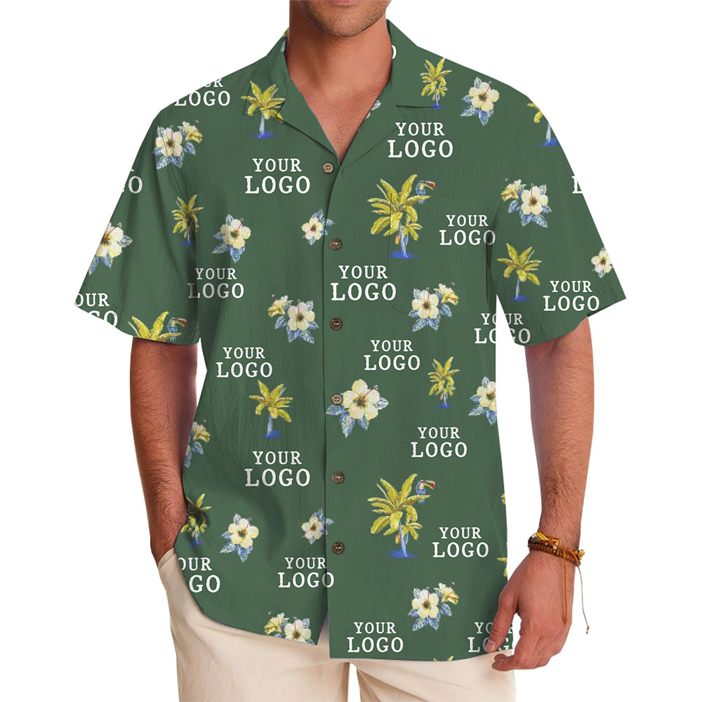 Elegant Hawaiian Shirt with Customizable Palm Tree and Floral Design - variant image 1