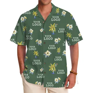 Elegant Hawaiian Shirt with Customizable Palm Tree and Floral Design