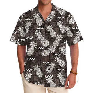 Unique Hawaiian Shirt with Pineapple Designs and Customizable Logos