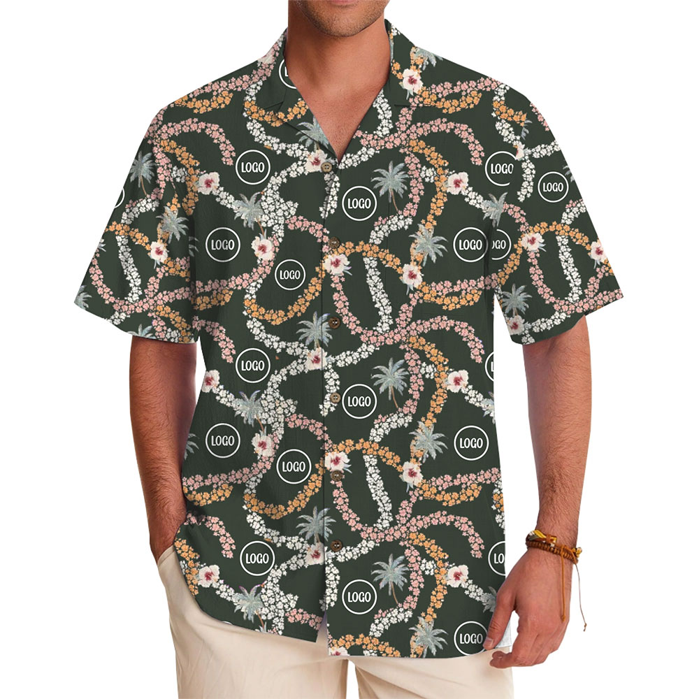 Tropical Garlands Hawaiian Shirt with Custom Logo for Events or Casual Wear - variant image 1