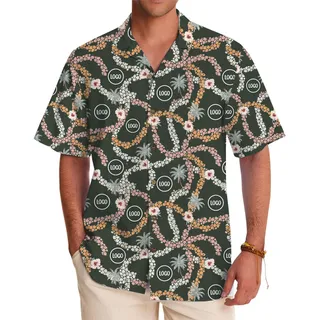 Tropical Garlands Hawaiian Shirt with Custom Logo for Events or Casual Wear