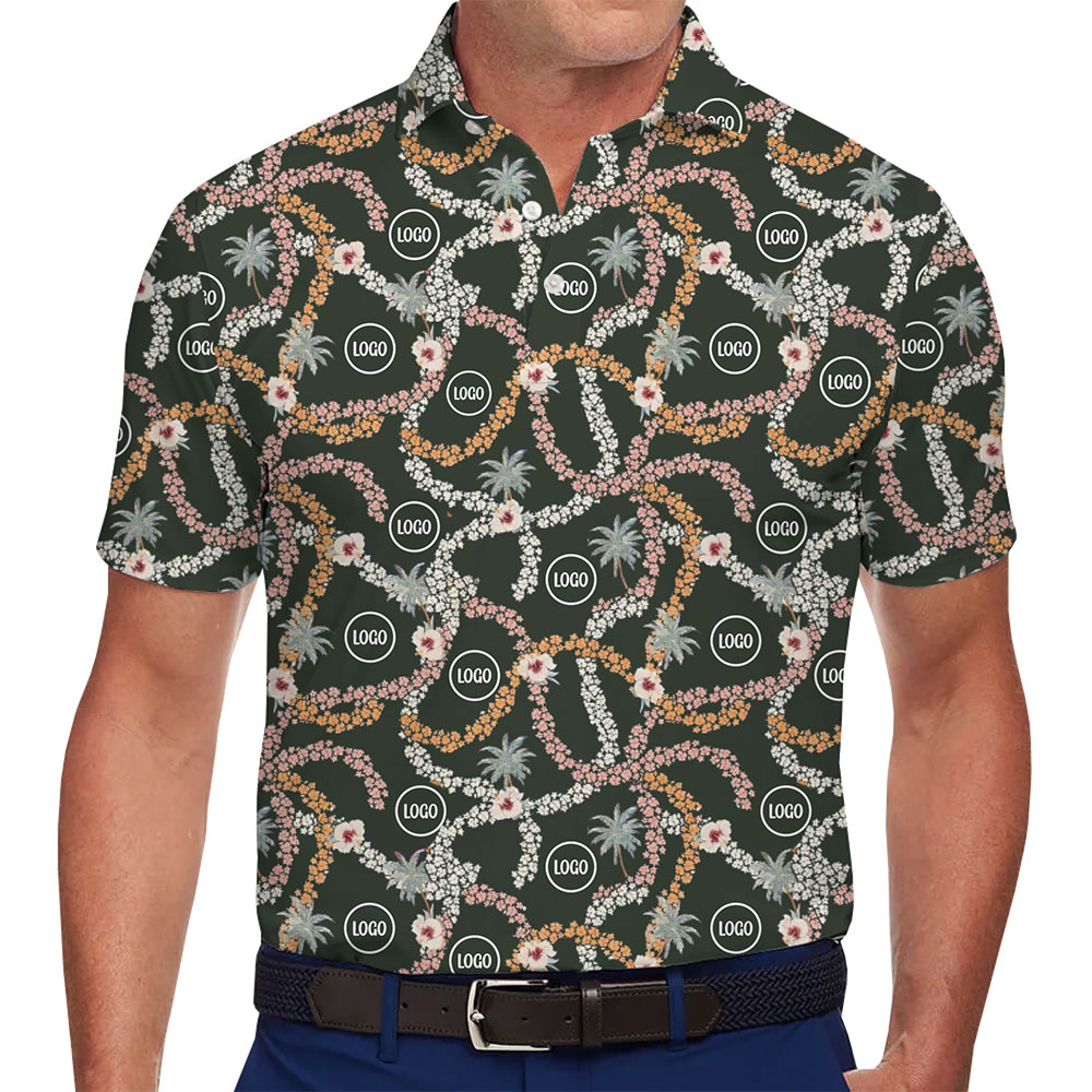 Personalized Tropical Garlands Polo Shirt with Logo Branding - variant image 1