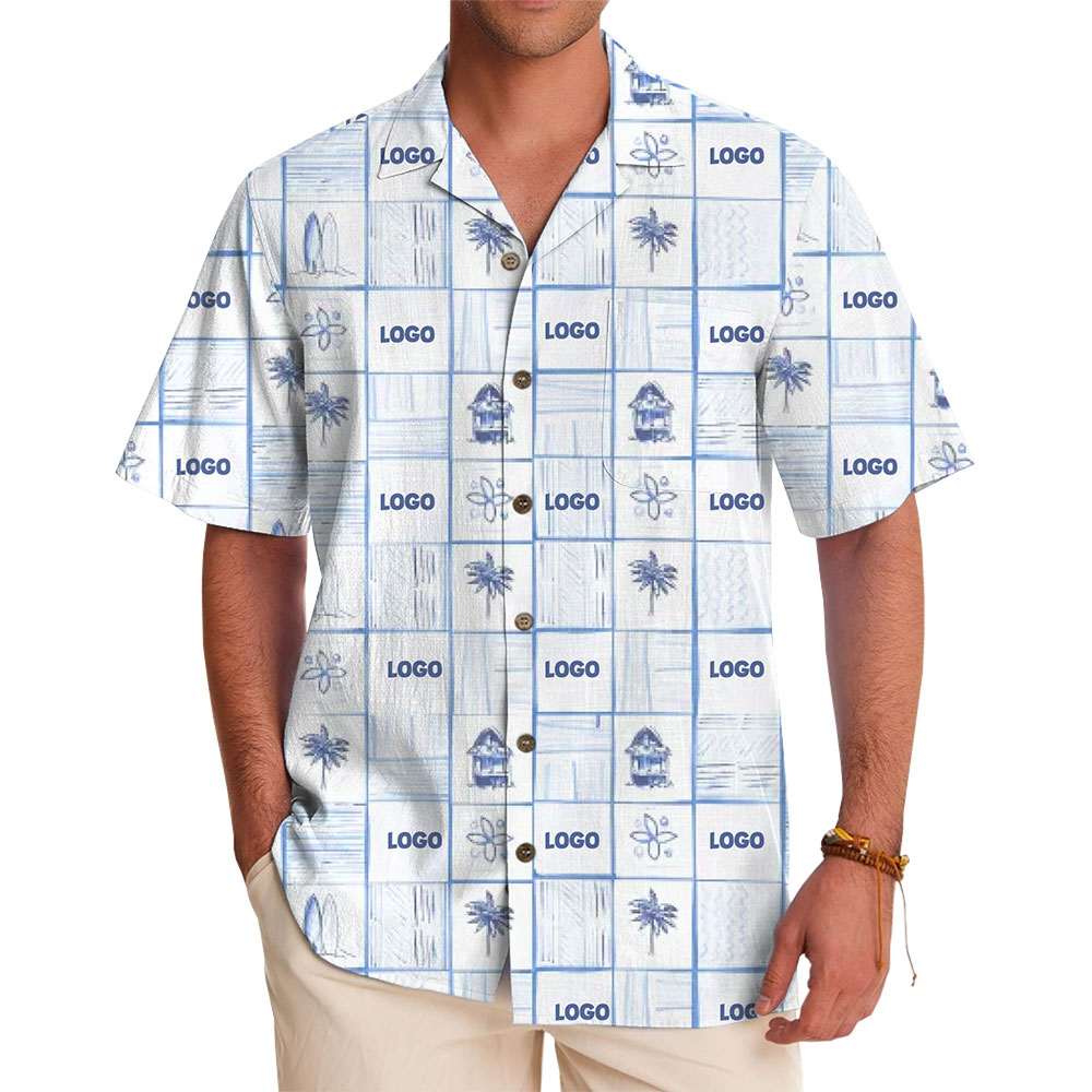 Customizable Island-Themed Hawaiian Shirt with Logo Integration - variant image 1