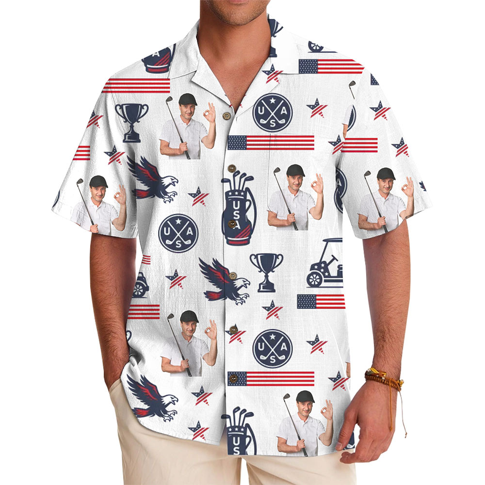 Custom Photo Patriotic Golf Hawaiian Shirt - variant image 1