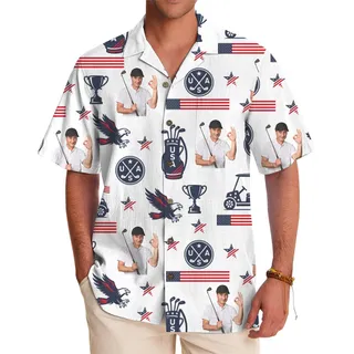 Custom Photo Patriotic Golf Hawaiian Shirt