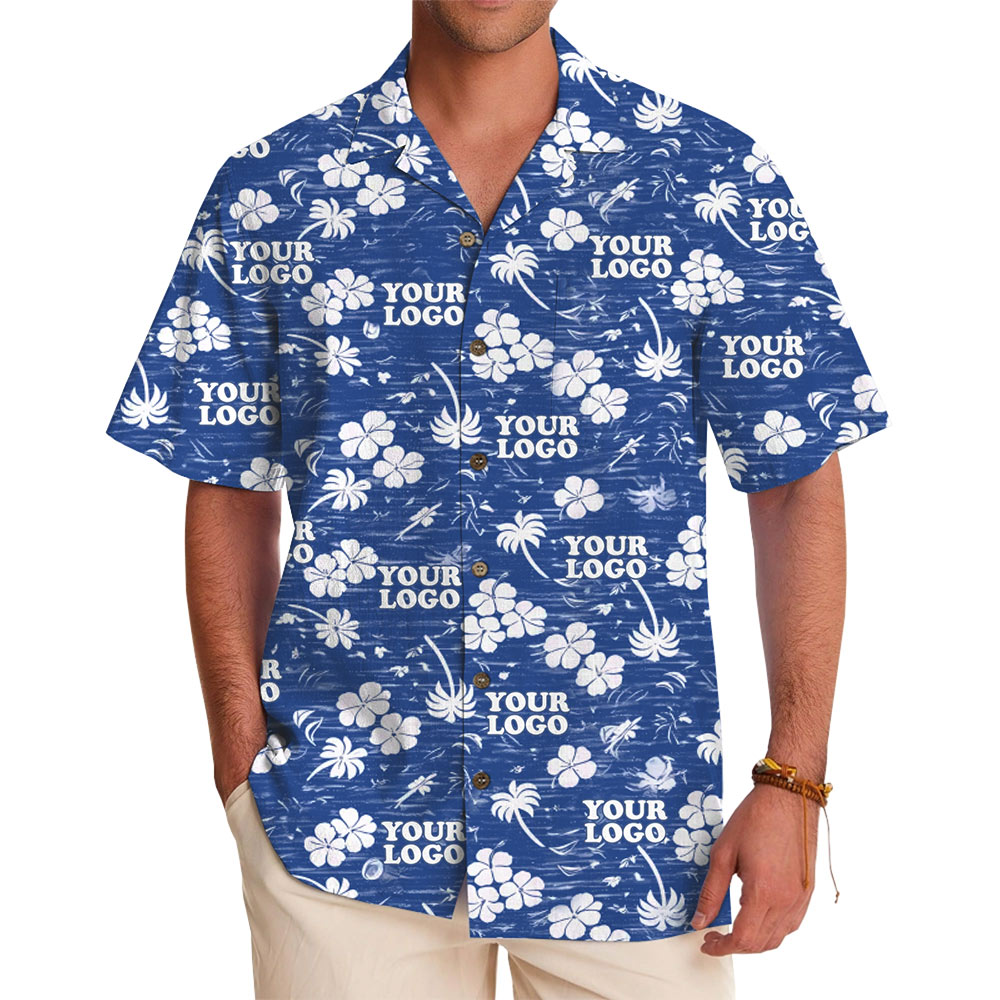 Customizable Island Vibe Blue Aloha Shirt - variant image 1