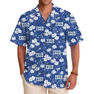 Customizable Island Vibe Blue Aloha Shirt