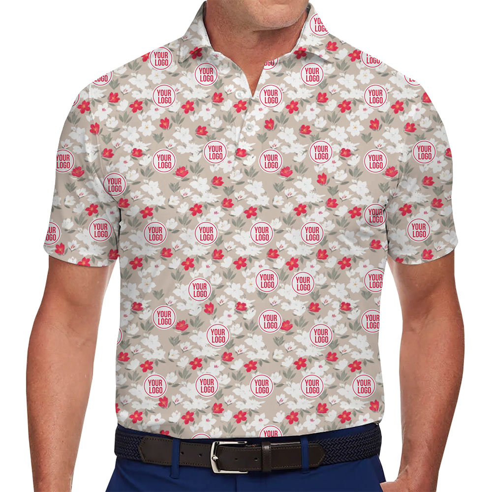 Personalized Logo Polo Shirt with Floral Pattern - variant image 1