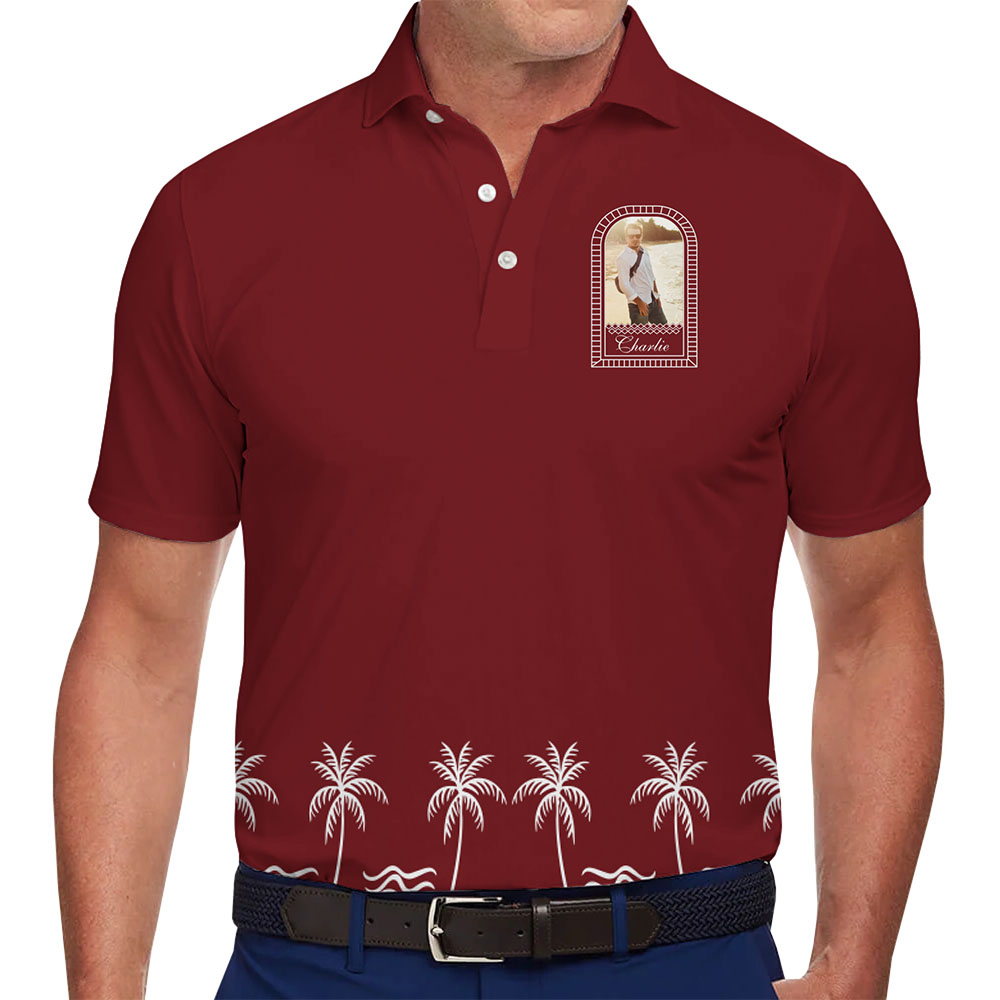 [Instant Preview] Custom Photo and Text Island Pattern Polo Shirt - variant image 1