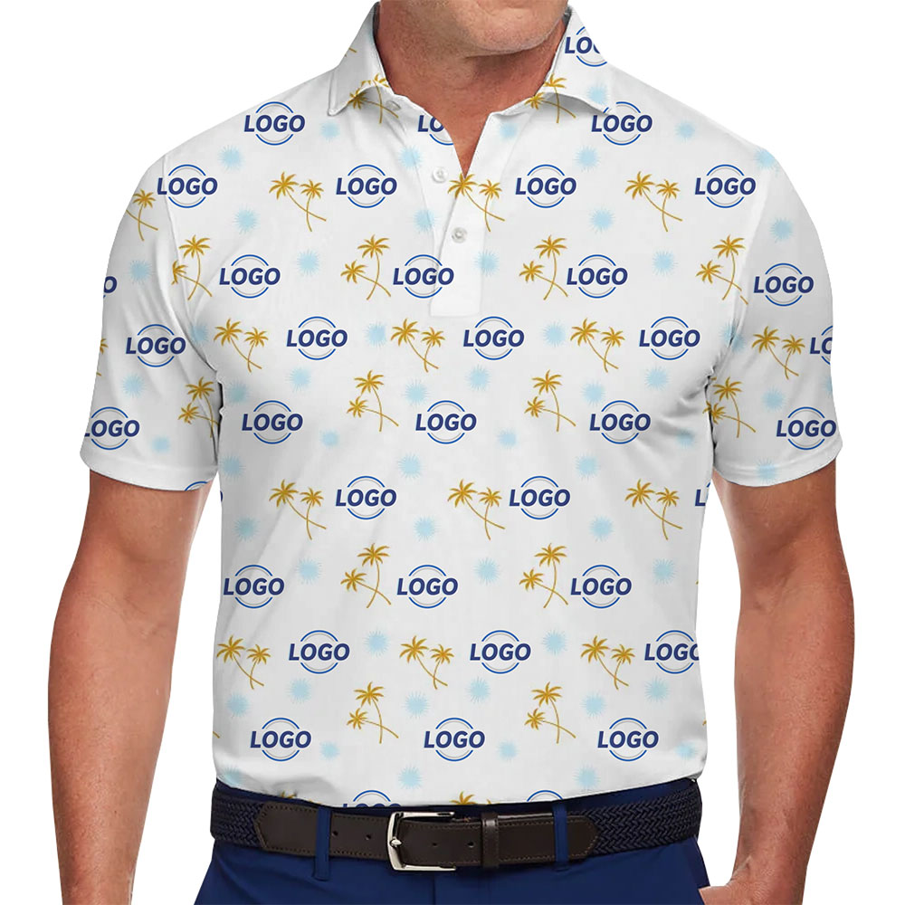Personalized White Polo Shirt Featuring Tropical Palm Patterns - variant image 1