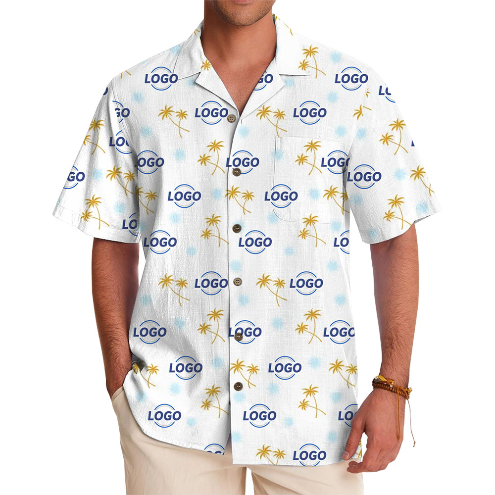 Tropical Palm Tree Hawaiian Shirt with Custom Logo Integration - variant image 1