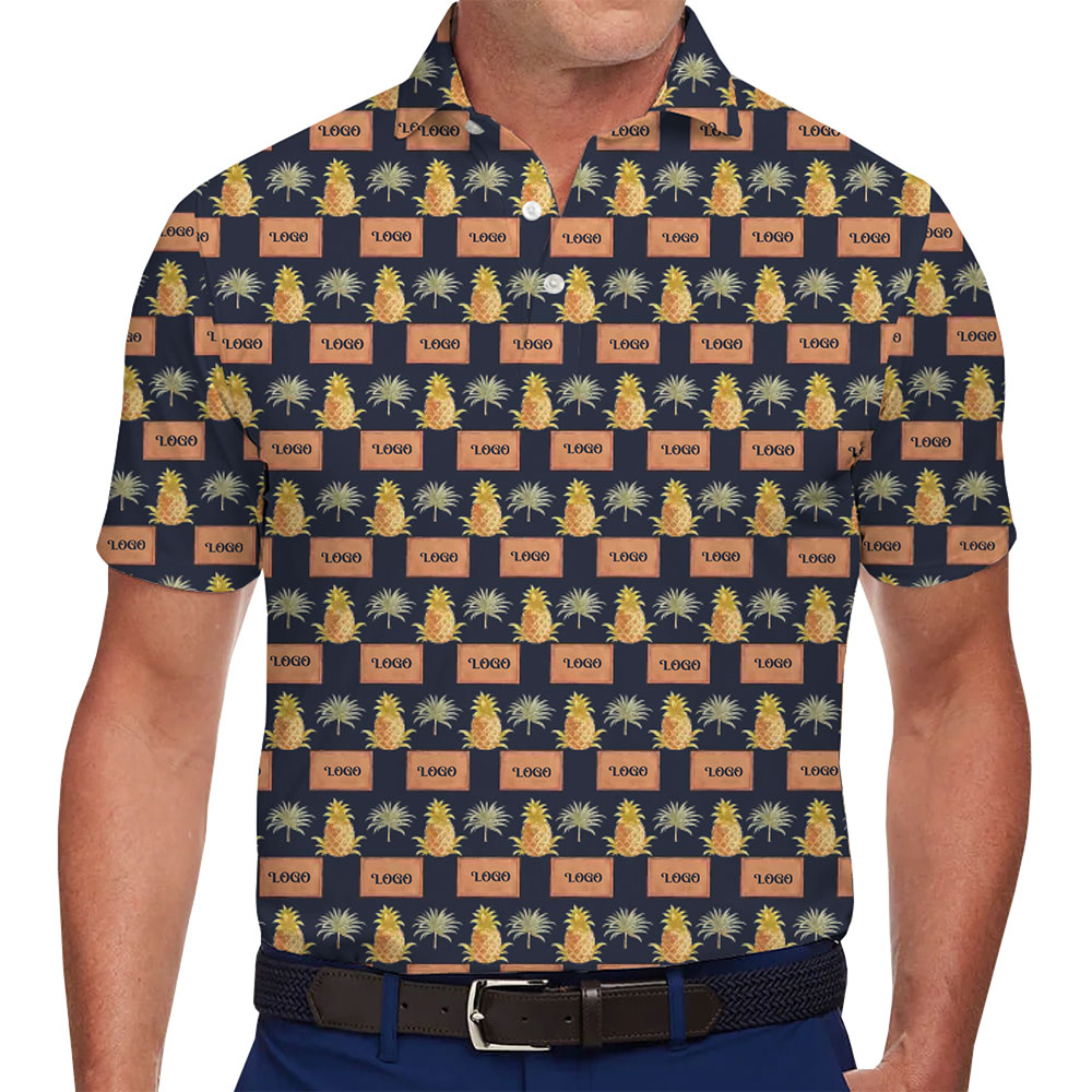 Elegant Custom Polo with Pineapple Patterns and Your Logo - variant image 1