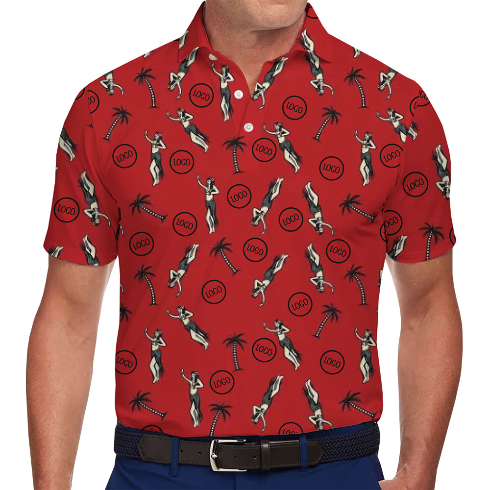 Elegant Tropical-Print Polo Shirt with Custom Branding Options - variant image 1