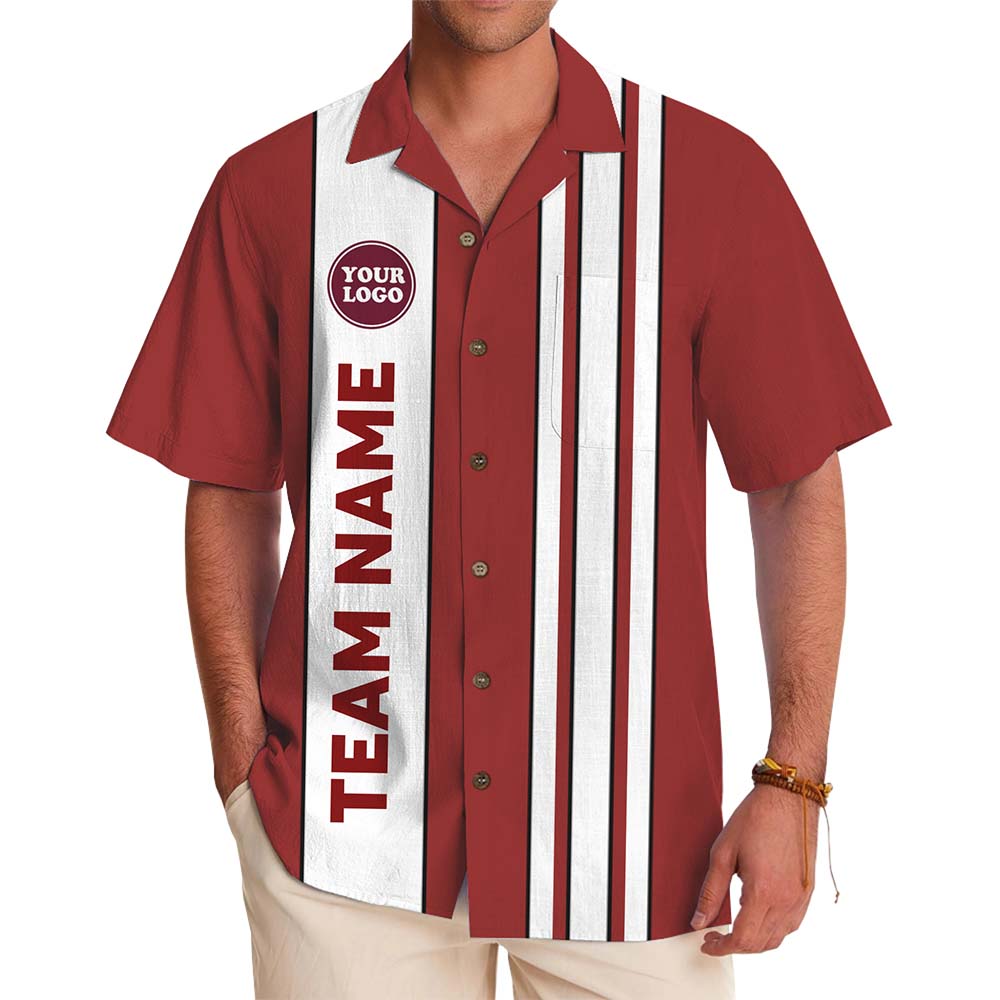 Executive Stripe Custom Logo Hawaiian Shirt With Team Name - variant image 1