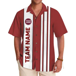 Executive Stripe Custom Logo Hawaiian Shirt With Team Name