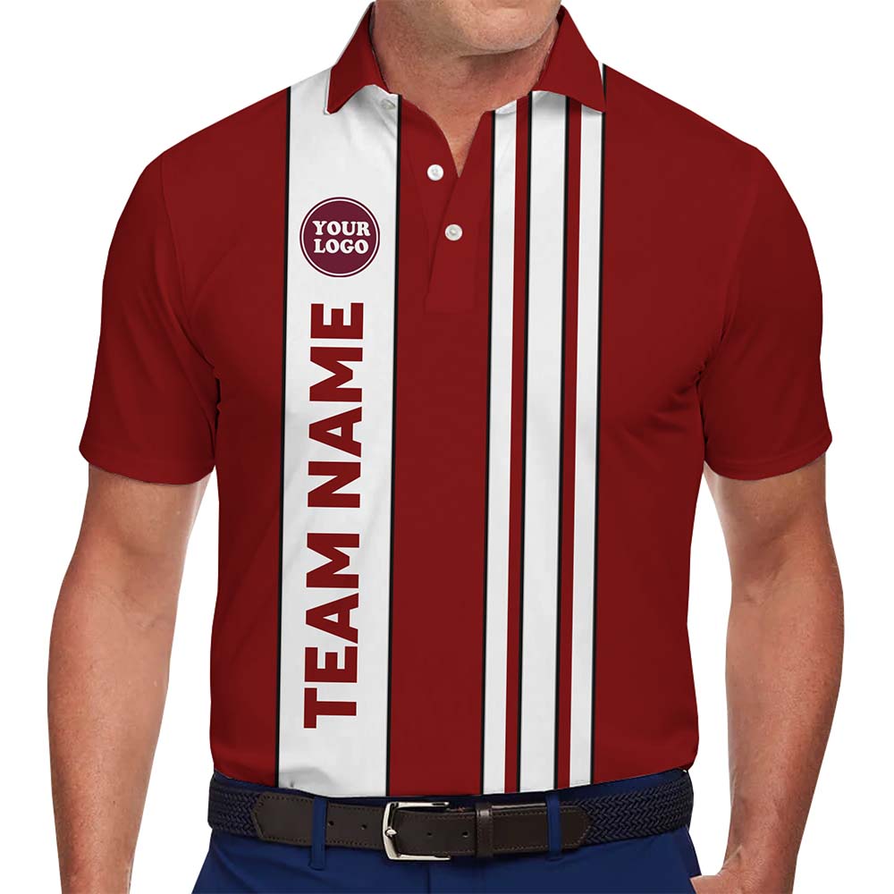 Custom Logo And Name Stripe Polo Shirt With Preview - variant image 1
