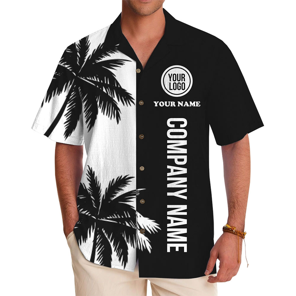 Custom Company Logo Hawaiian Shirt With Palm Print - variant image 1