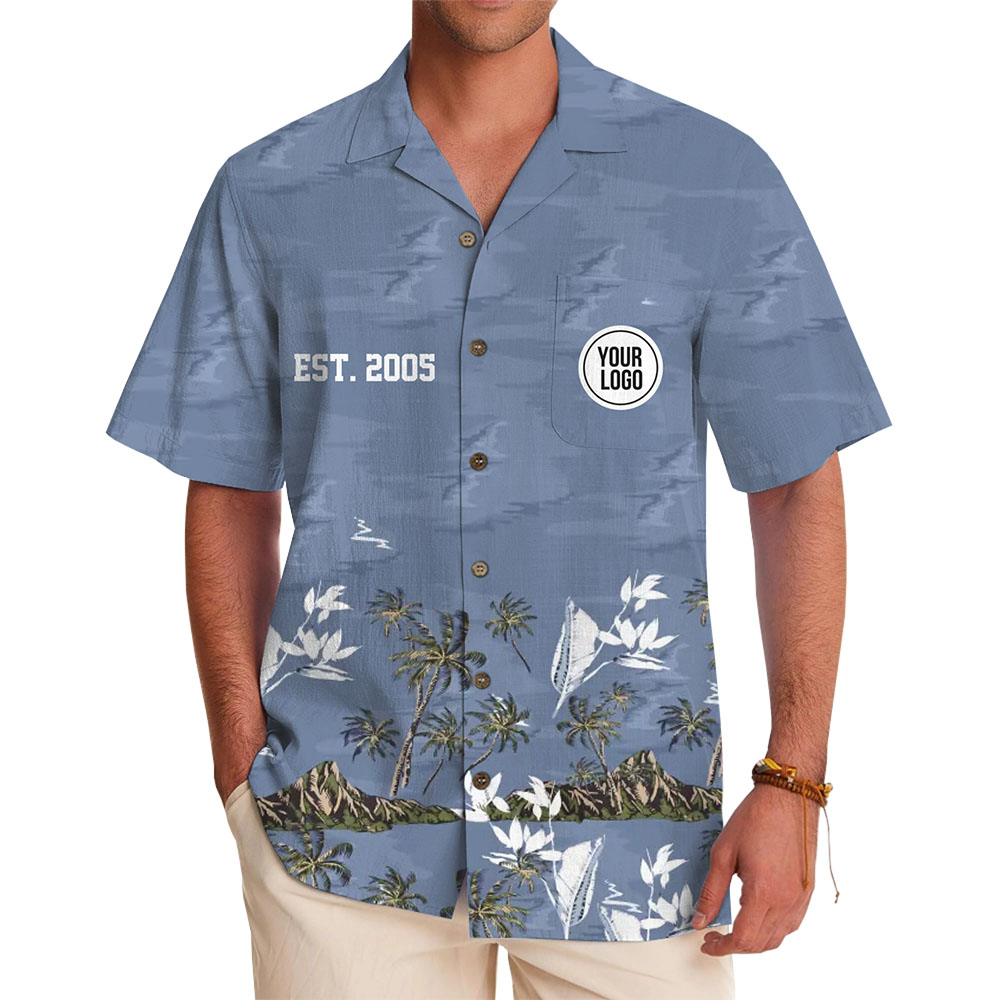 Customizable Logo And Text Island Print Aloha Shirt - variant image 1