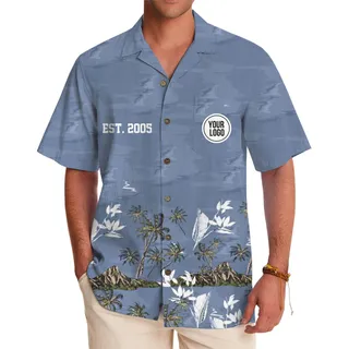 Customizable Logo And Text Island Print Aloha Shirt