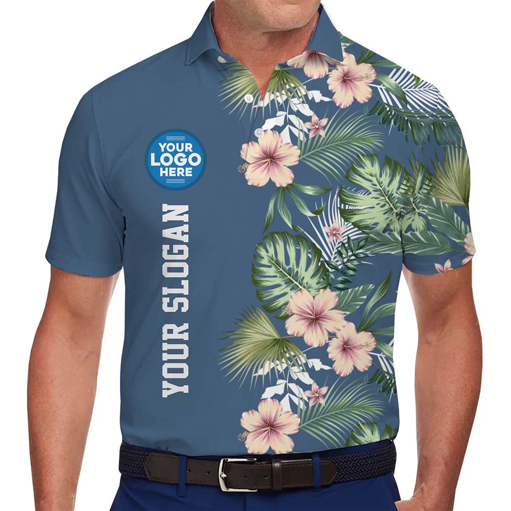 Coastal Hibiscus Custom Logo And Text Polo Shirt - variant image 1
